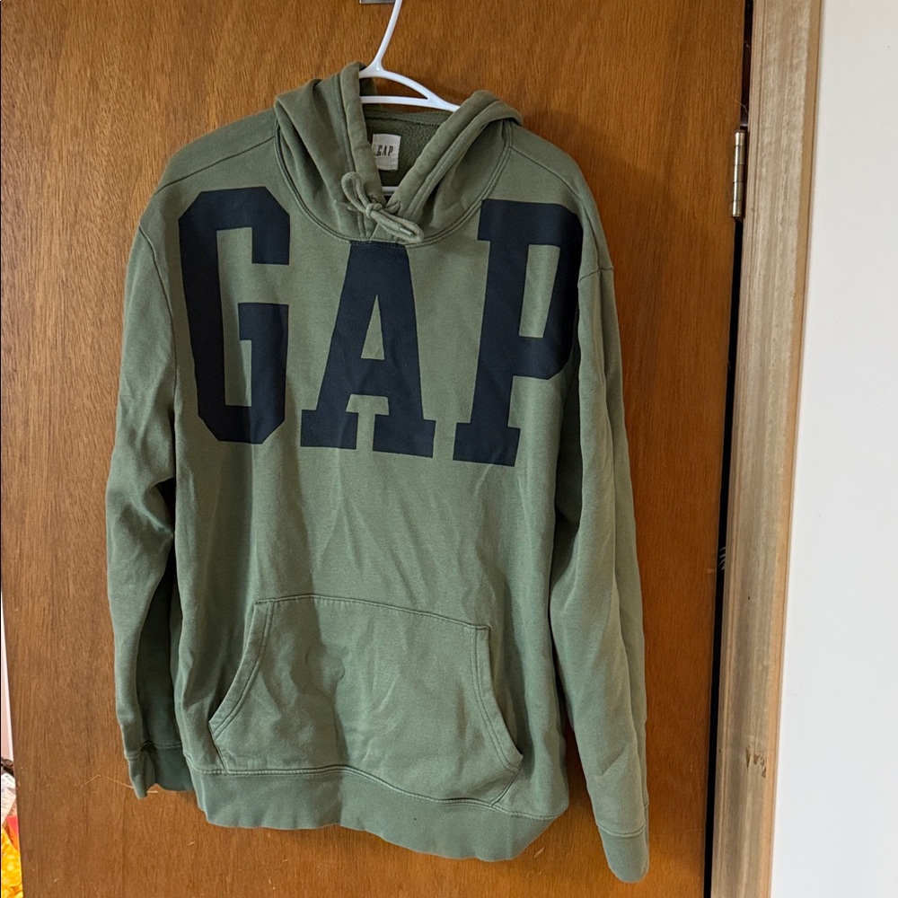 GAP Men's Olive Hoodie with Black Logo
